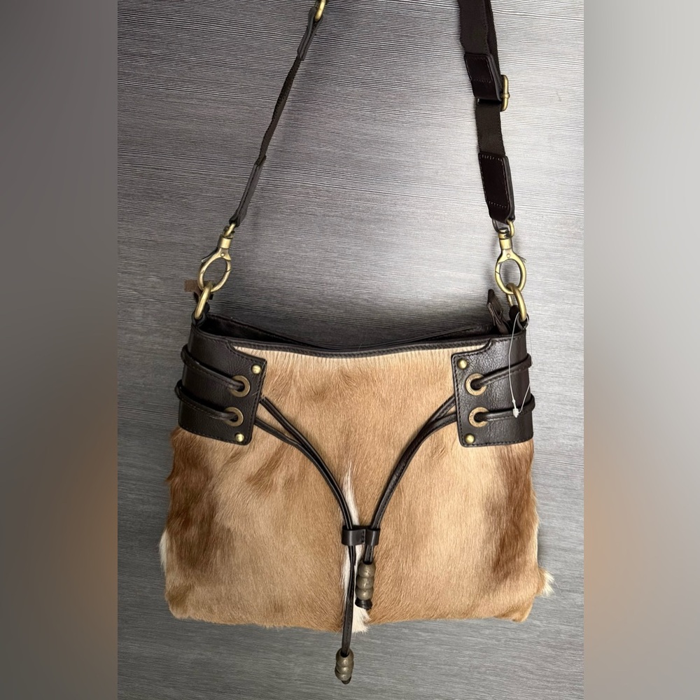 Aqua Madonna Black and Tan Leather Bag